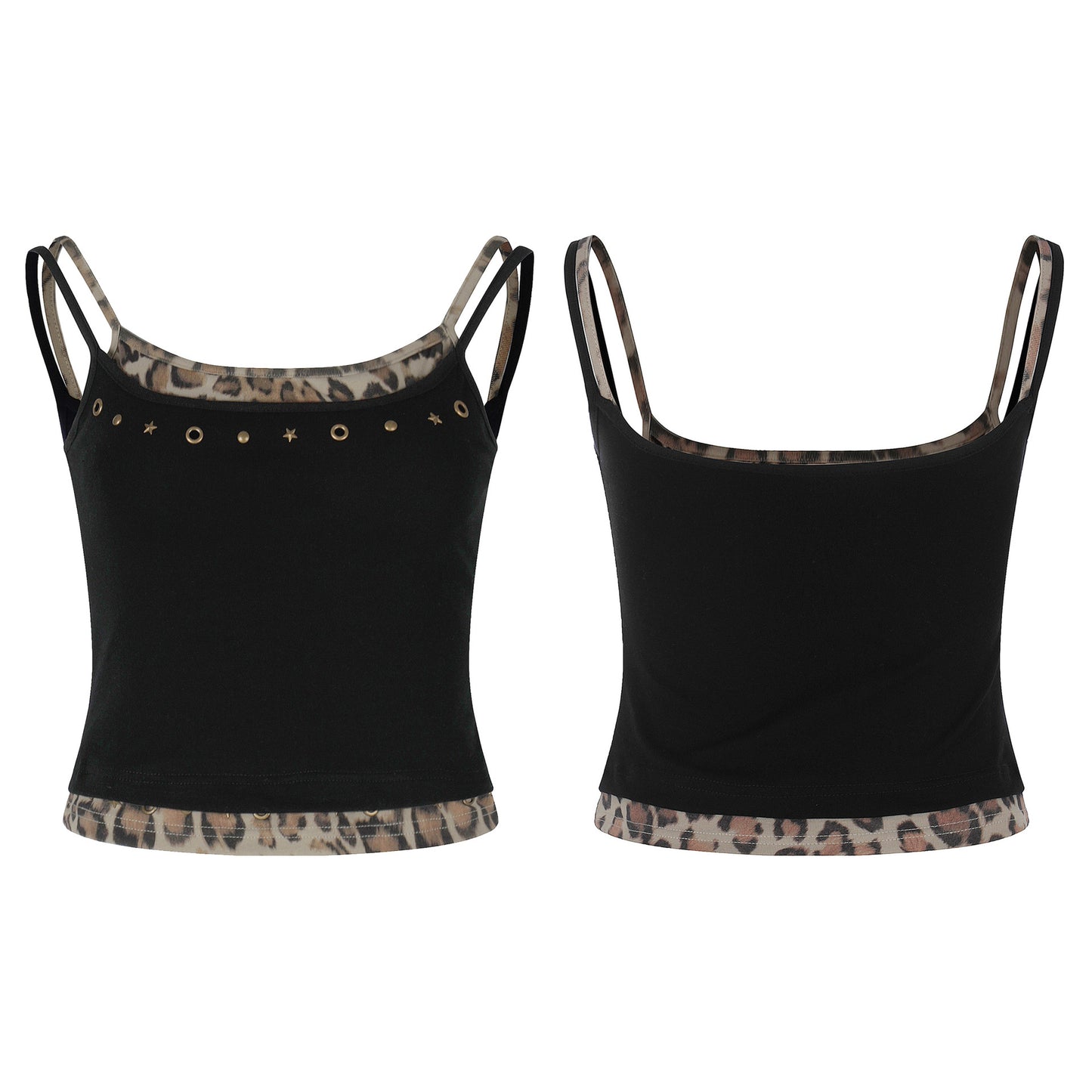 Leopard Print Faux Two-Piece Halter Top for Women | MuddyStock Originals