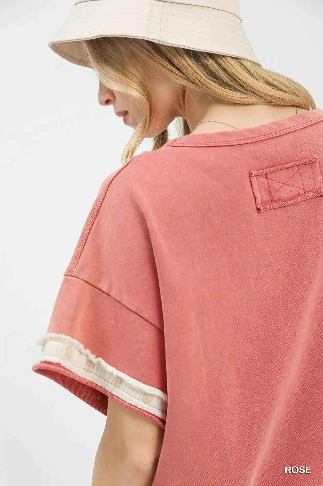 French Terry Top with Flower Patch For Women