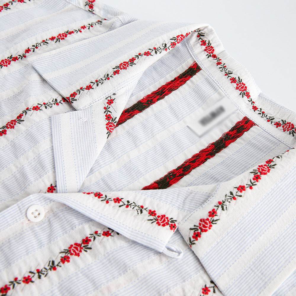 Retro Jacquard Short-sleeved Shirt For Women MuddyStock