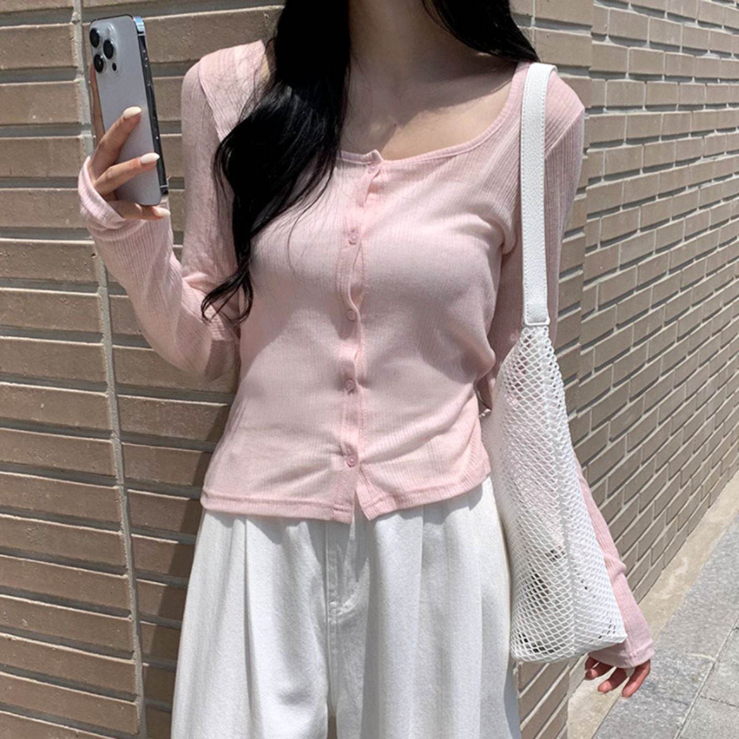 Long sleeved knitted top for women | MuddyStock Originals Light Pink MuddyStock