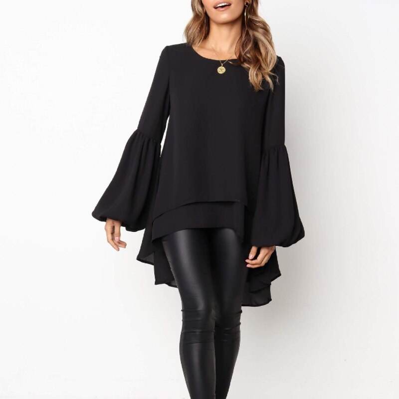 Women Chiffon Ruffled Tops Blouse | MuddyStock Originals Black MuddyStock