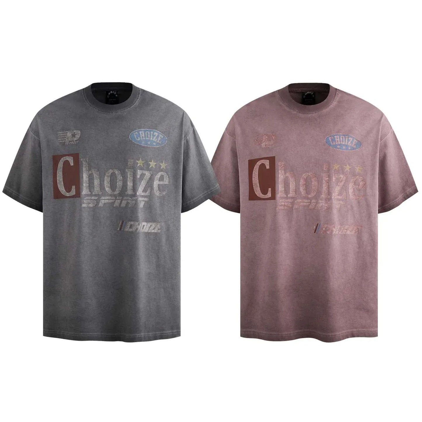 Washed Star Letter Print Short Sleeve T-Shirt For Men | MuddyStock Originals