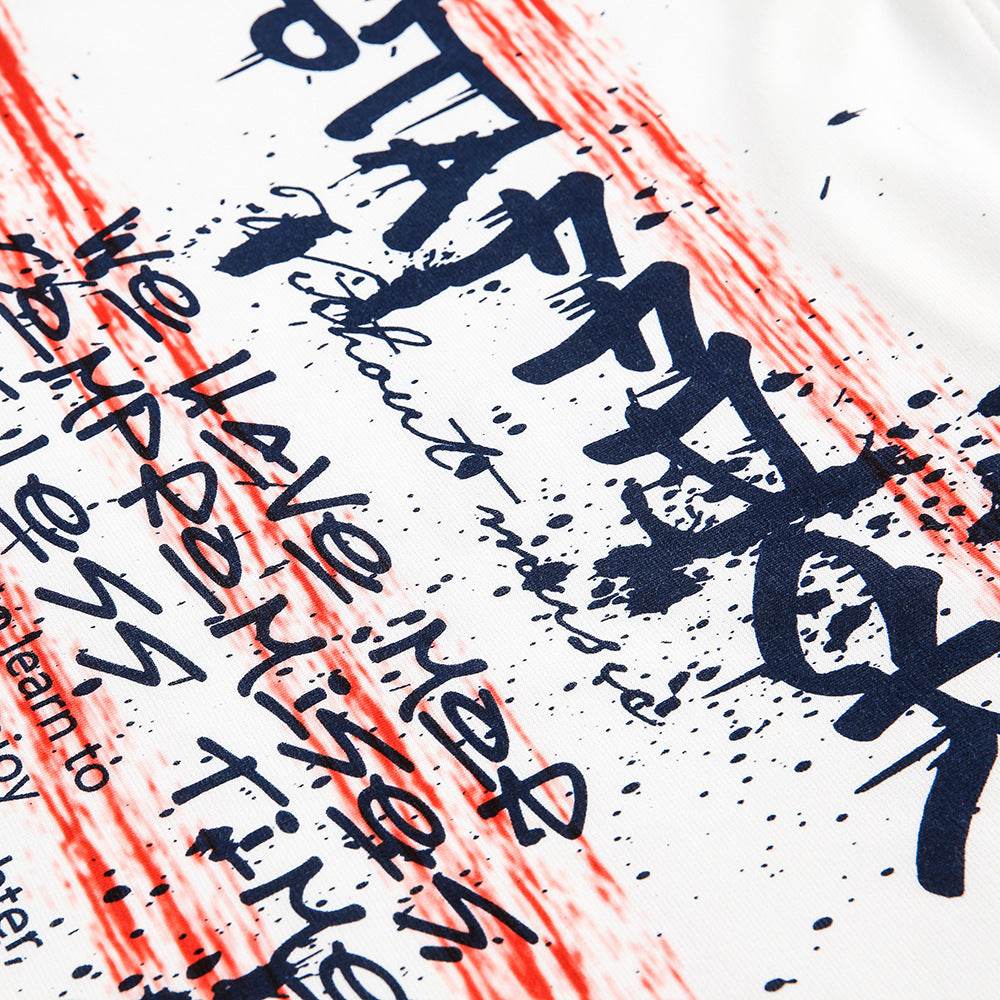 Hand-painted Graffiti Letter Striped Long-sleeved T-shirt For Men And Women MuddyStock