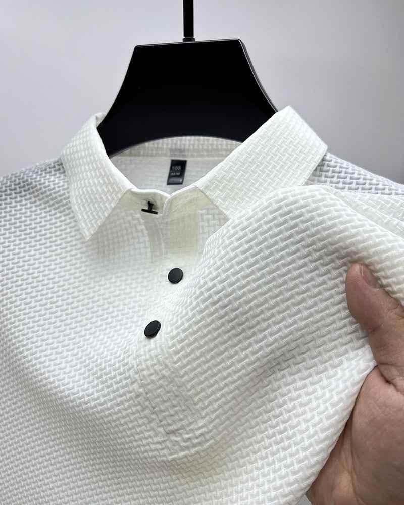 Mesh Ice Silk Short Sleeve T-shirt Mens Clothing White