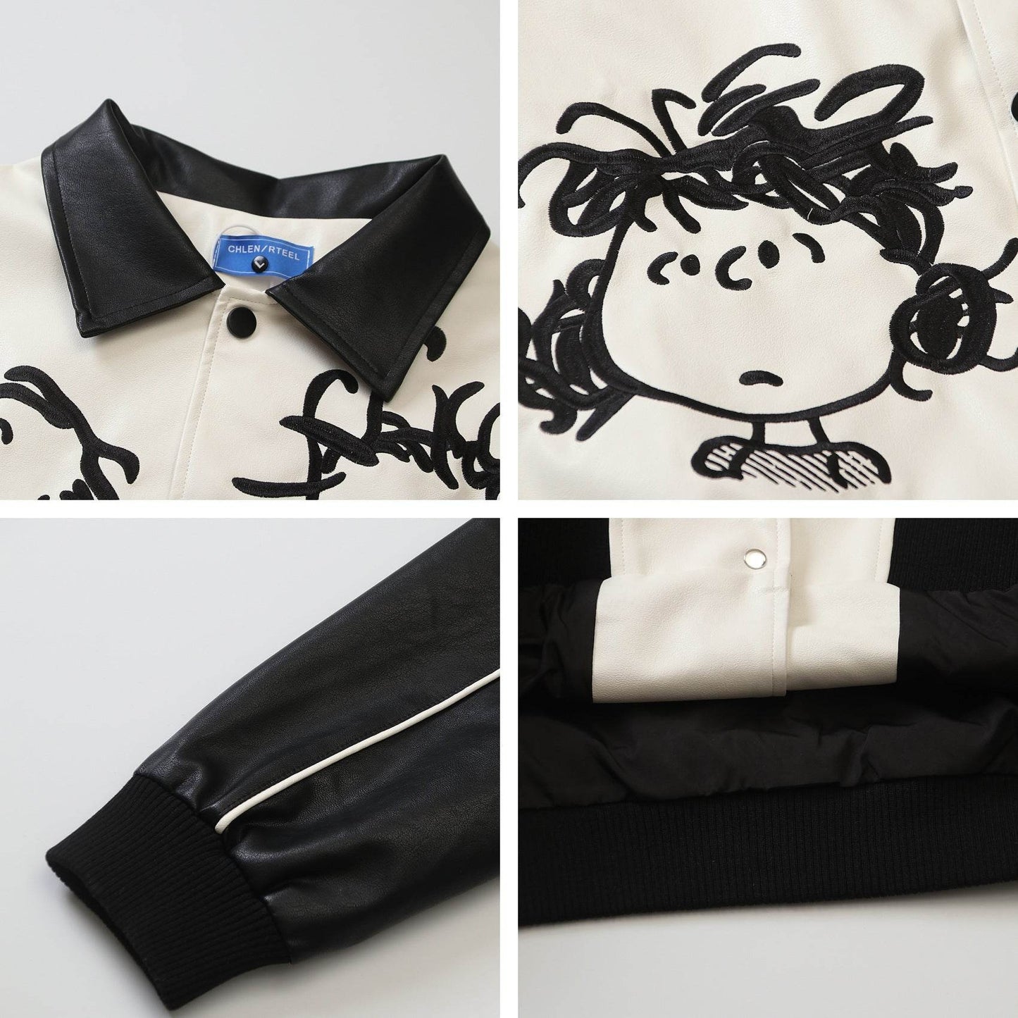 Black and White Cartoon Embroidery Jacket For Men And Women | MuddyStock Originals MuddyStock