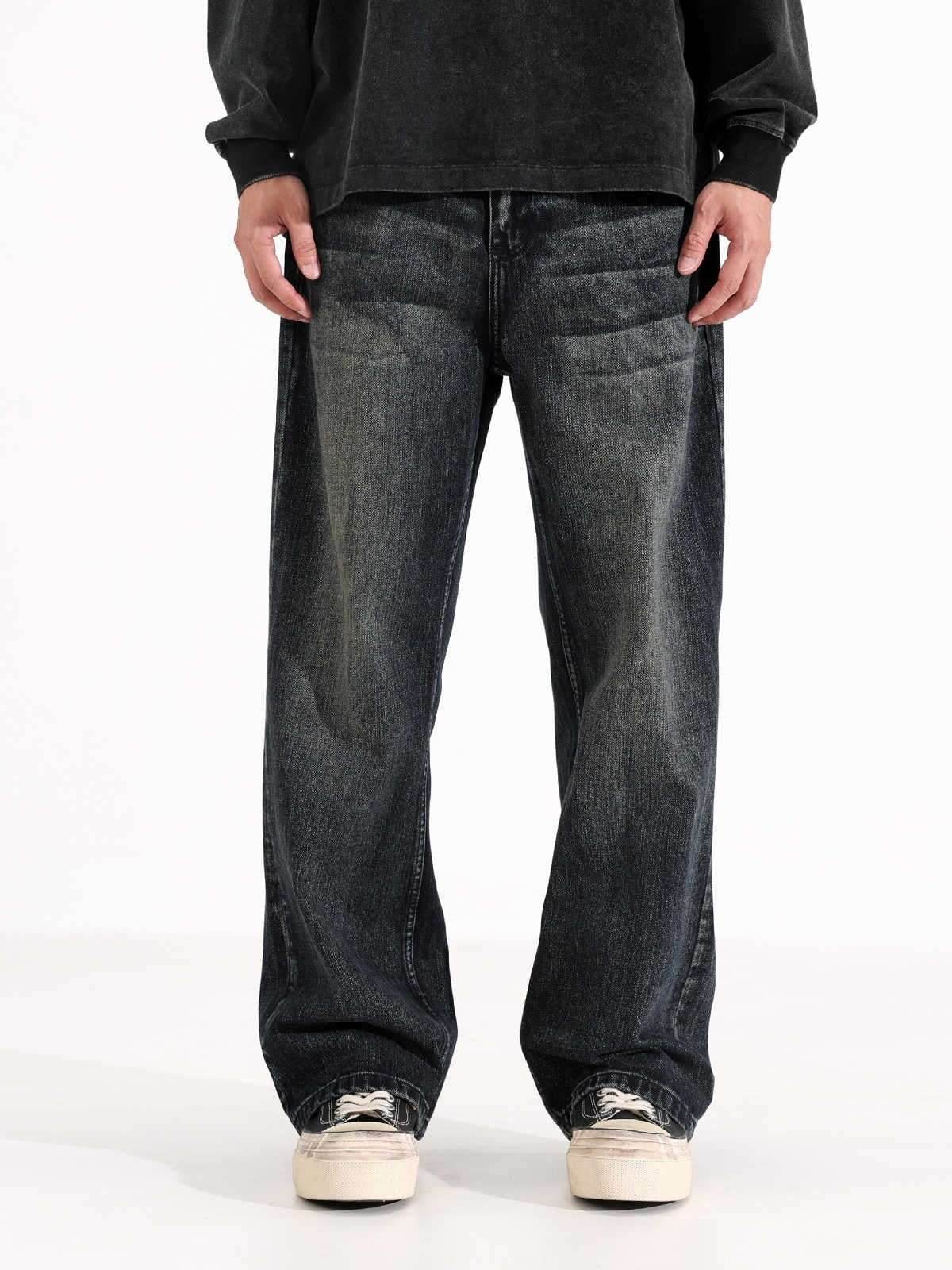 Retro Straight Jeans Men's American Loose-fitting Wide-leg Trousers MuddyStock