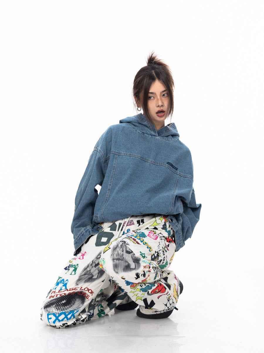 Retro Washed Loose Hoodie for women