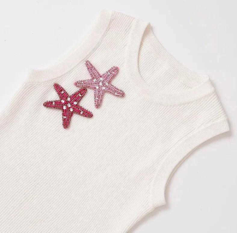 Women's European and American style star decoration round neck sleeveless vest | MuddyStock Originals