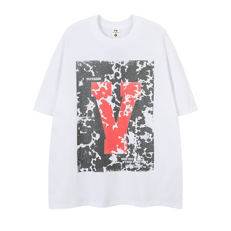 Short Sleeve T-Shirt for Men Streetwear Casual Loose Fit Tee | MuddyStock Originals White MuddyStock