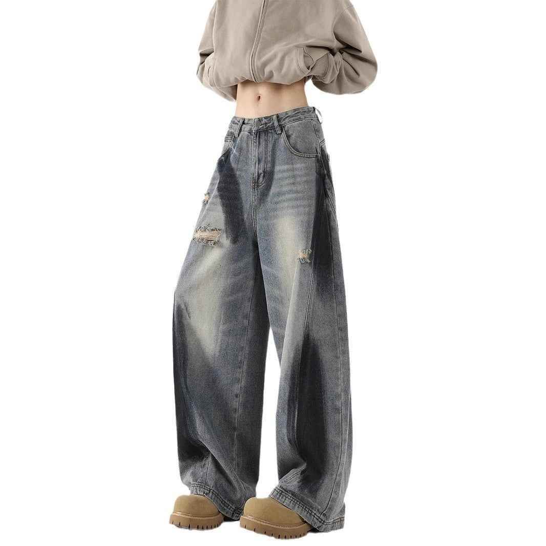 Men's American-style Splash-ink Ripped Machete Jeans MuddyStock