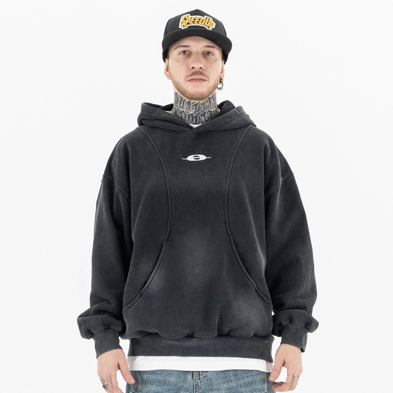 Deconstructed Patchwork Fleece Hoodie For Men