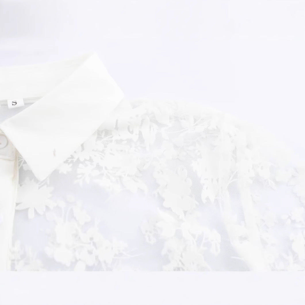 Flip collar see through loose and versatile shirt top for women | MuddyStock Originals MuddyStock