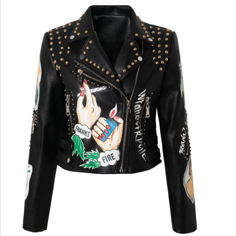 Women's Colorblock Street Trend Cropped Leather Jacket Style4