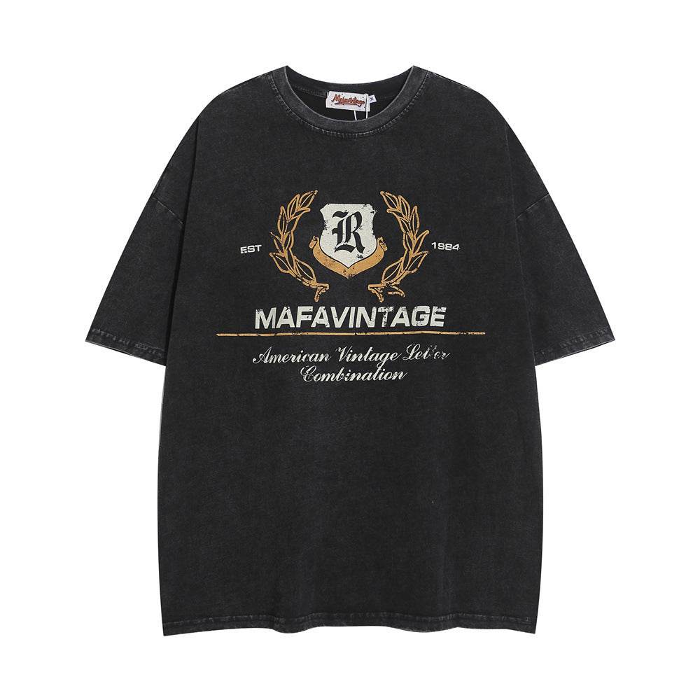 Punk Letter Print Short-sleeve T-shirt For Men Black MuddyStock