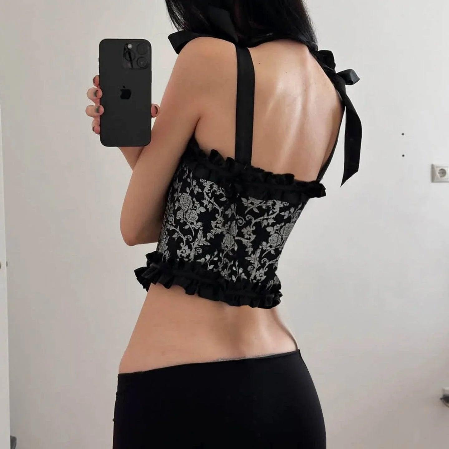 Splicing bow tie slimming camisole top for women | MuddyStock Originals