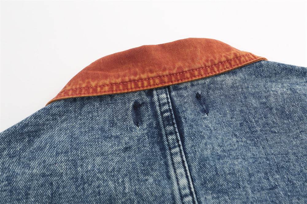 Leaf Embroidery Contrast Color Lapels Jacket For Men And Women MuddyStock