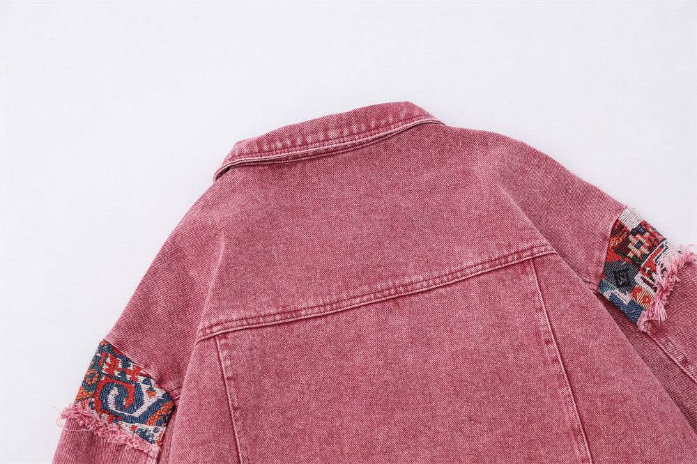 Stitching Edging Denim Jacket For Women MuddyStock