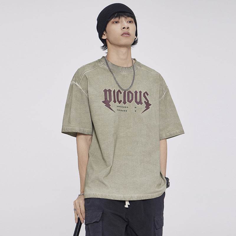Fashion Washed Old Short-sleeved T-shirt For Men And Women MuddyStock