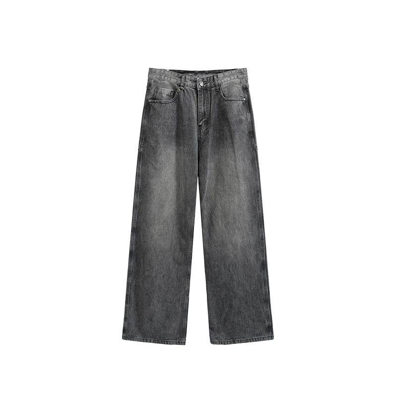 Washed Cut Wide Leg Jeans Men Black And Gray MuddyStock