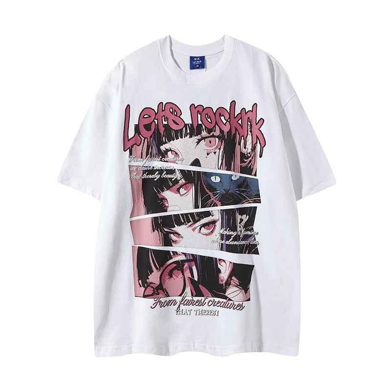 Comic Girl Printed Short Sleeve T-Shirt For Women | MuddyStock Originals White