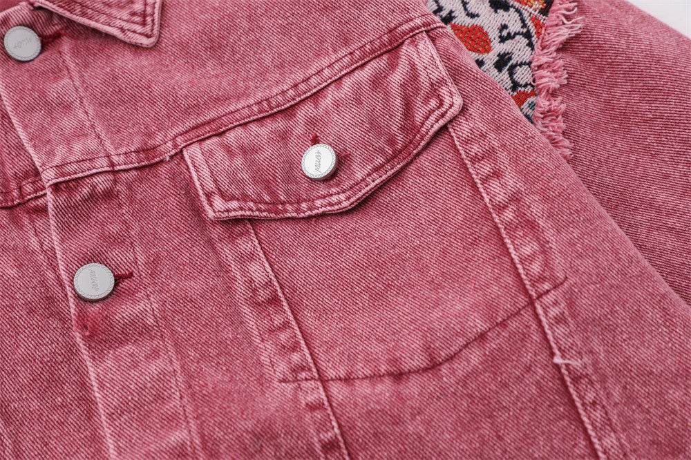 Stitching Edging Denim Jacket For Women MuddyStock