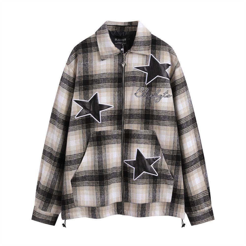 Embroidered Plaid Coat For Women Black MuddyStock