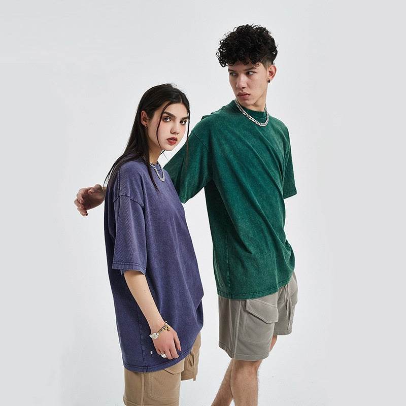 New Crew Neck Cotton Batik Short Sleeve Basic T-Shirt MuddyStock