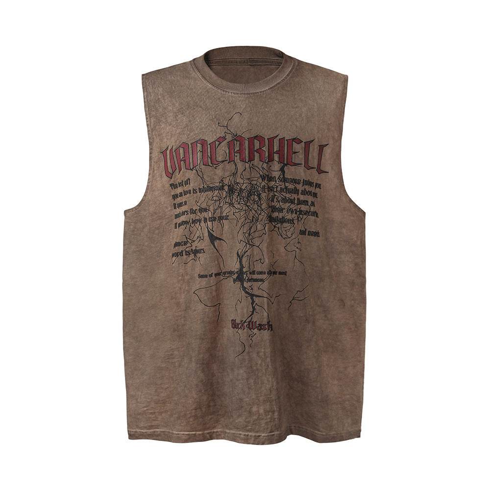 Letter Lightning Print Casual Vest For Men MuddyStock