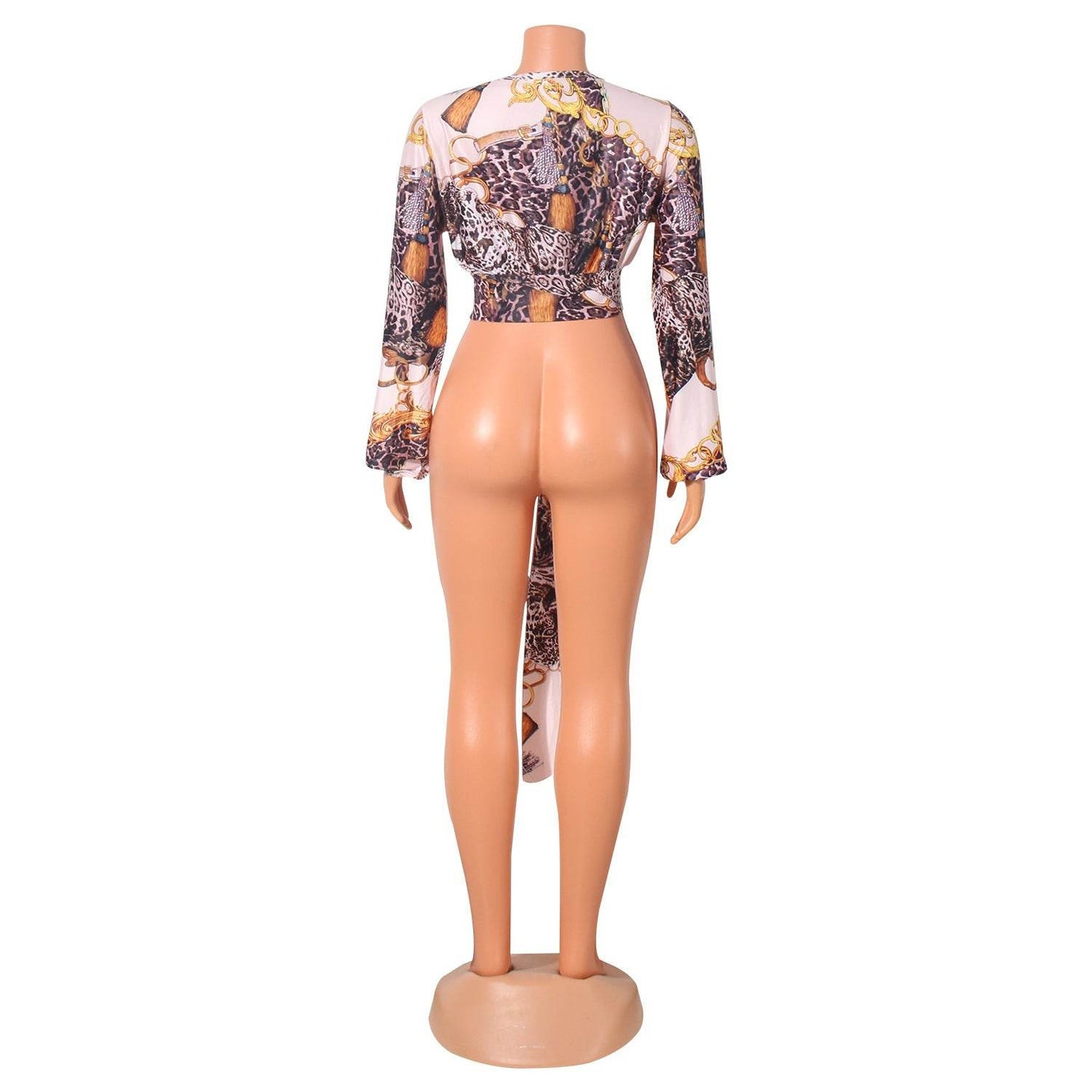V-Neck Bow Tie Long-Sleeved Crop Top MuddyStock