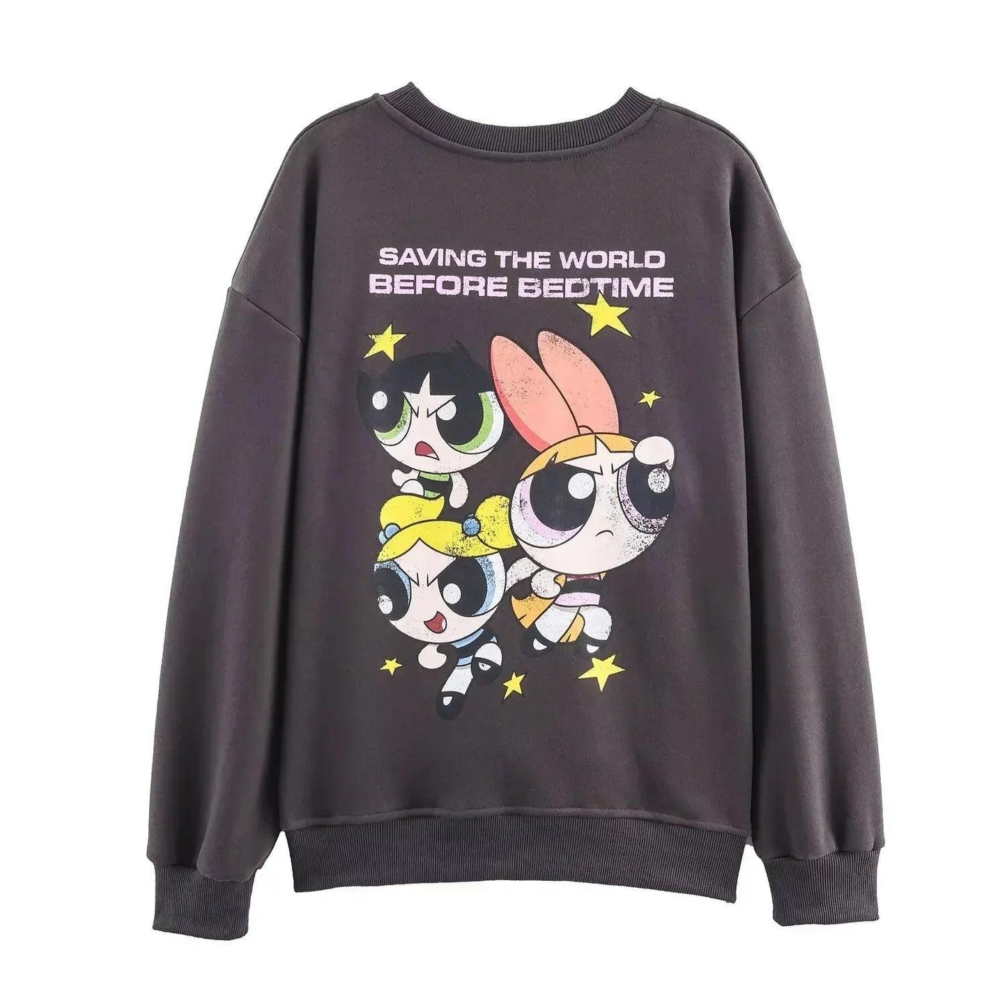 Round neck long sleeved pullover washed printed sweatshirt for women | MuddyStock Originals