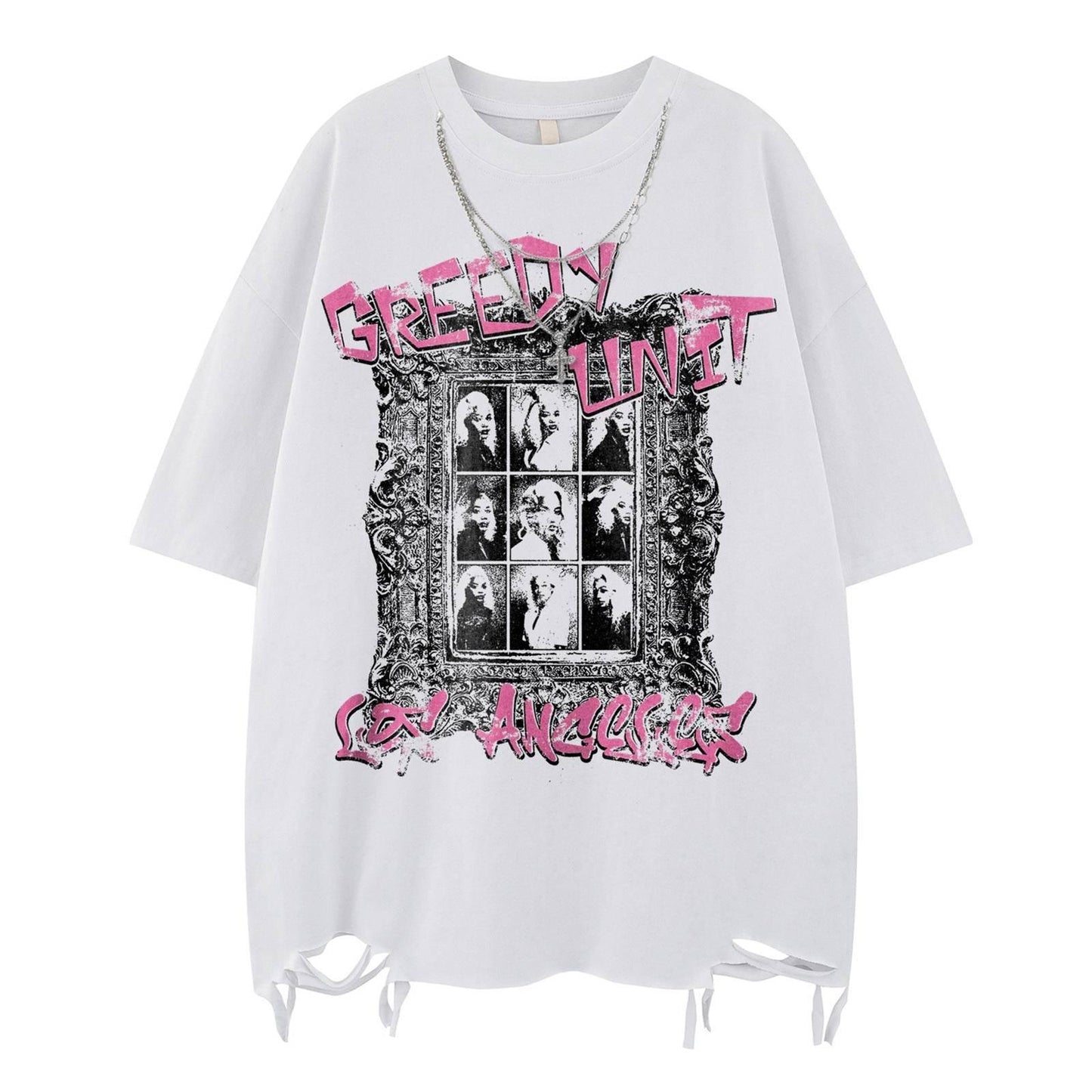 Streetwear Design Necklace Short Sleeve T-Shirt For Men | MuddyStock Originals White