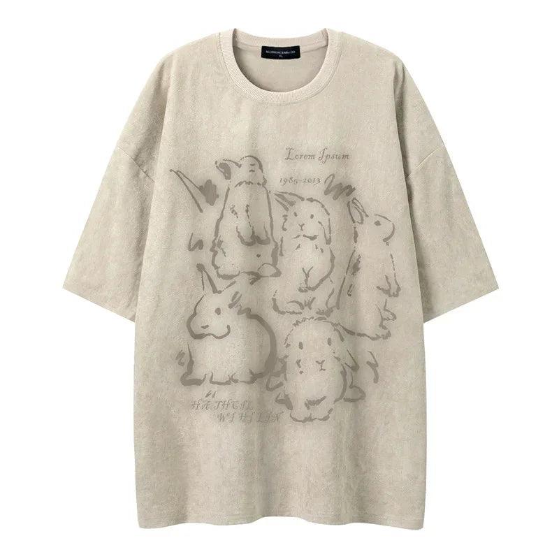 Loose pattern printed T-shirt For Men And Women | MuddyStock Originals Apricot
