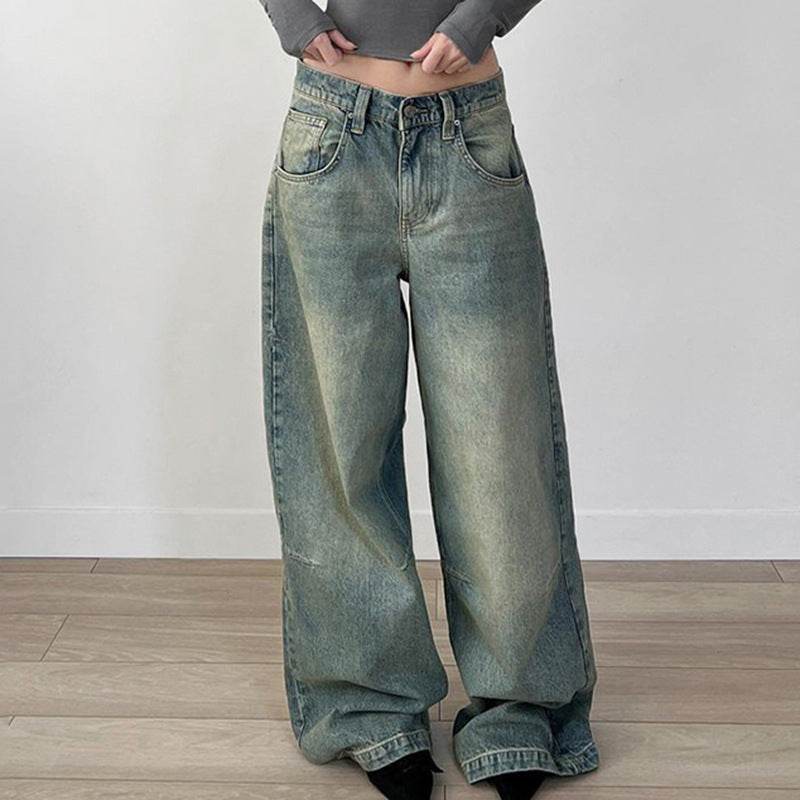 Loose solid color minimalist washed denim jeans For Women | MuddyStock Originals MuddyStock