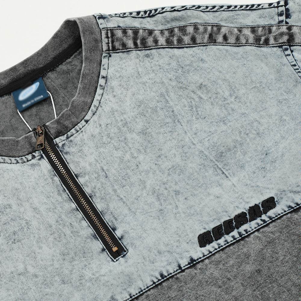 Washed Denim Short-sleeved Shirt For Men MuddyStock