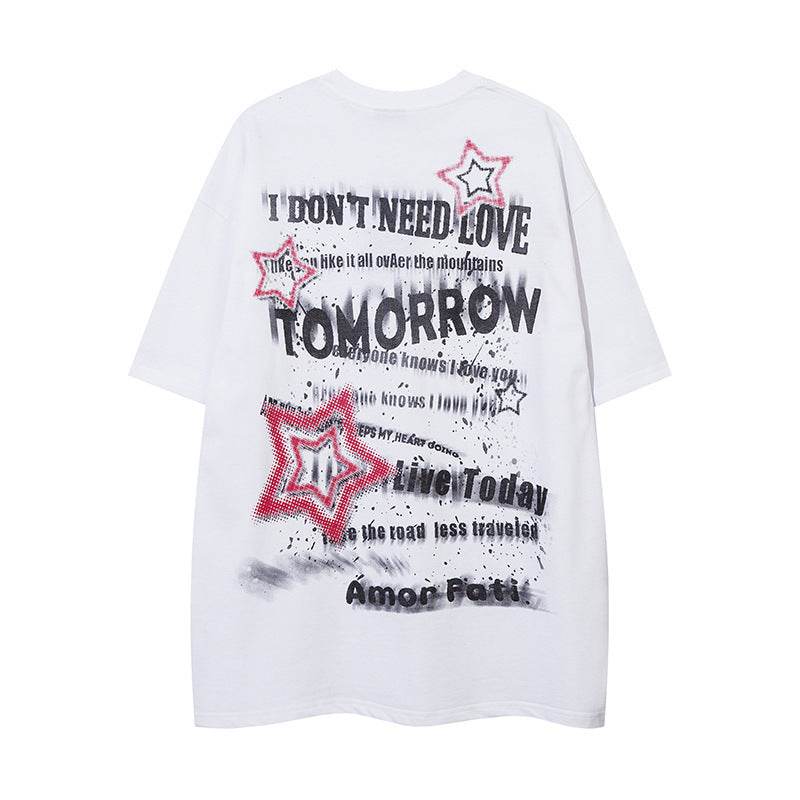 Fashion Five-pointed Star Letter Short Sleeve For Men And Women MuddyStock