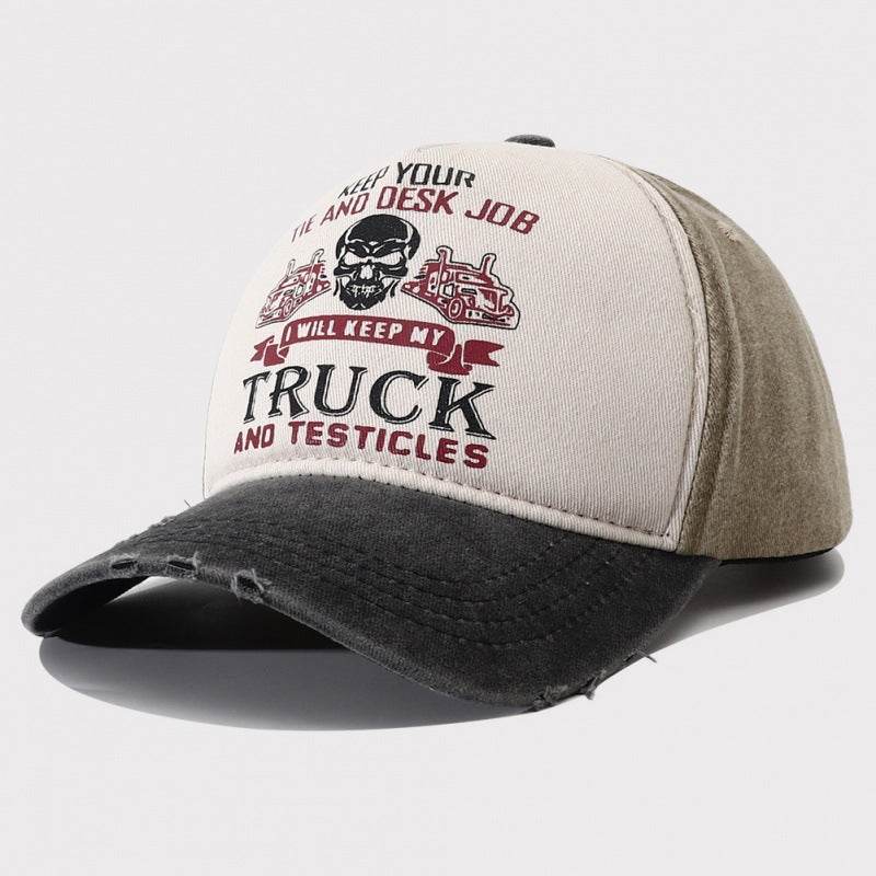 Peaked Hard Top Summer Letter Printing Stylish Baseball Cap Black Brim Khaki Hat Body Adjustable MuddyStock
