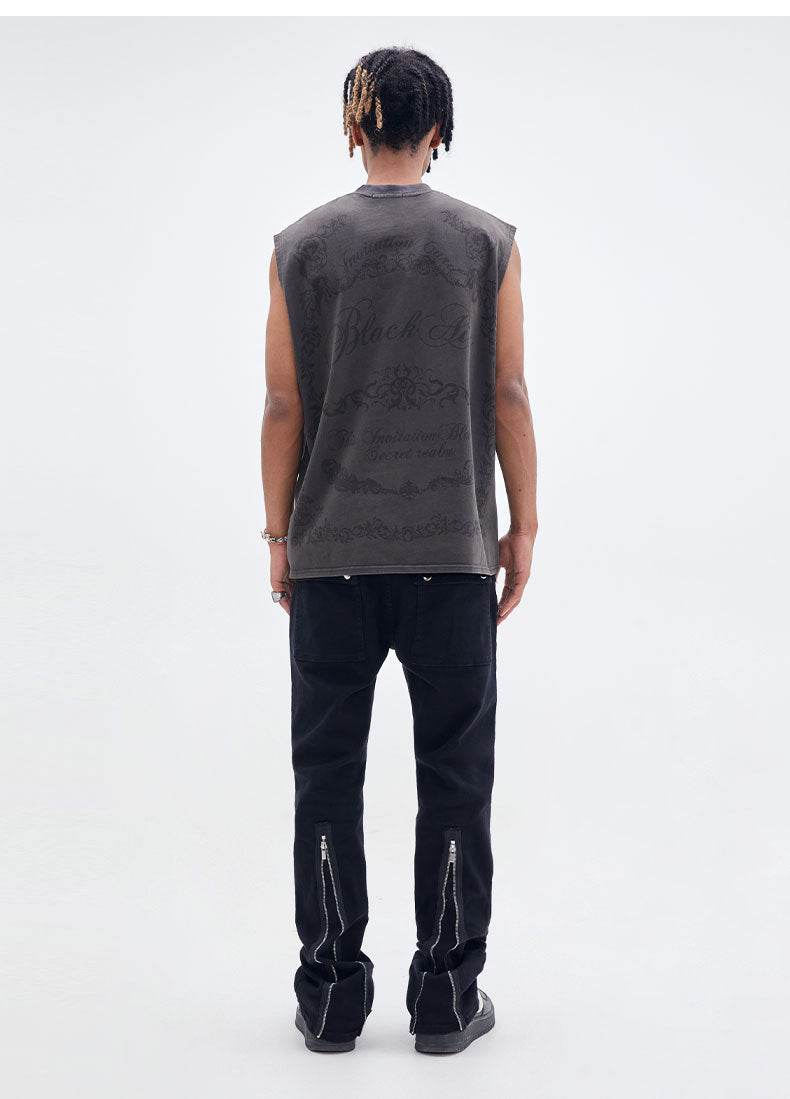 Street Wear Floral Printed Cotton Loose Vest For Men And Women MuddyStock