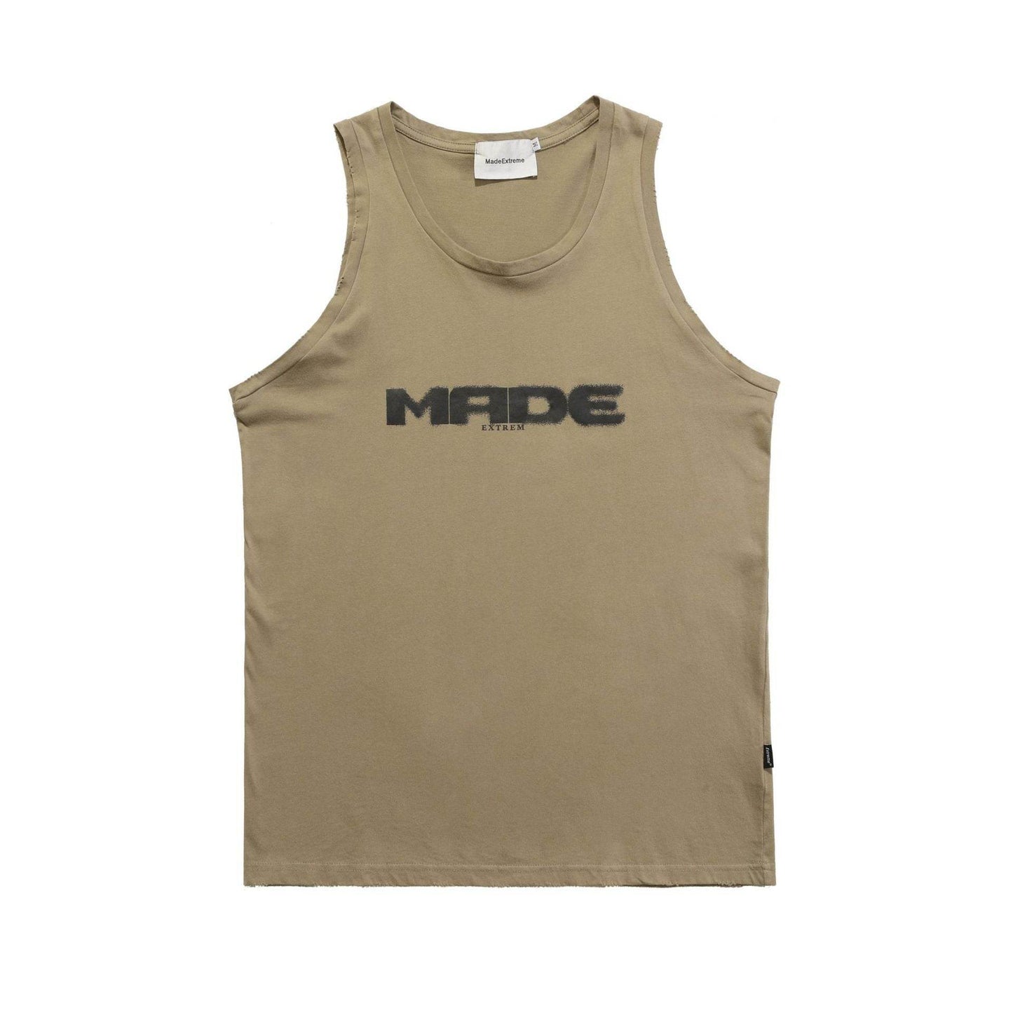 Street Retro Basic Letter Print Vest Bottoming Shirt Brown MuddyStock