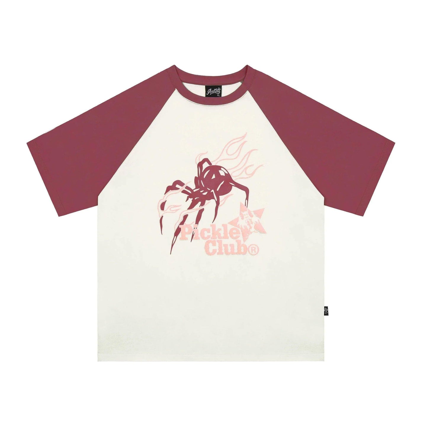 Vintage Oversized Street Retro T-shirt For Women Red beige white