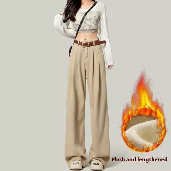 High Waisted Petite Straight Wide Leg Trousers MuddyStock