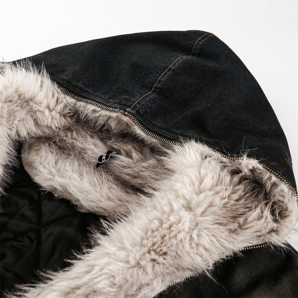 Distressed Dirty Denim Hoodie For Men