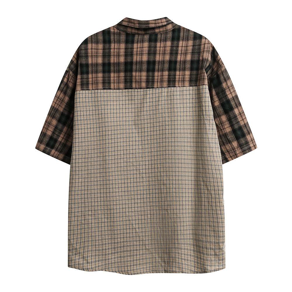 Color Matching Short Sleeve Plaid Shirt For Men And Women MuddyStock