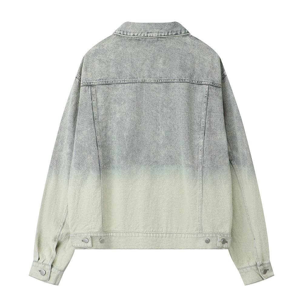 Washed Tie-dye Gradient Denim Jacket For Women MuddyStock