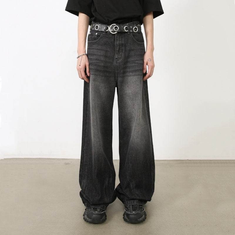 Men's Loose Straight-leg Denim Retro Tattered Jeans Wide Leg Pants MuddyStock