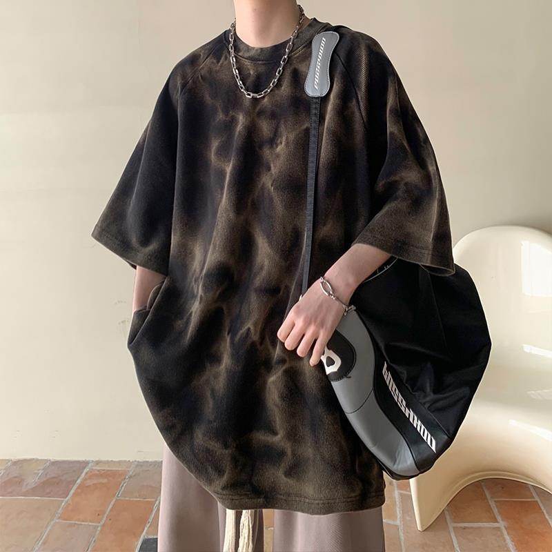 Retro T-Shirt Trendy Loose Men Black MuddyStock