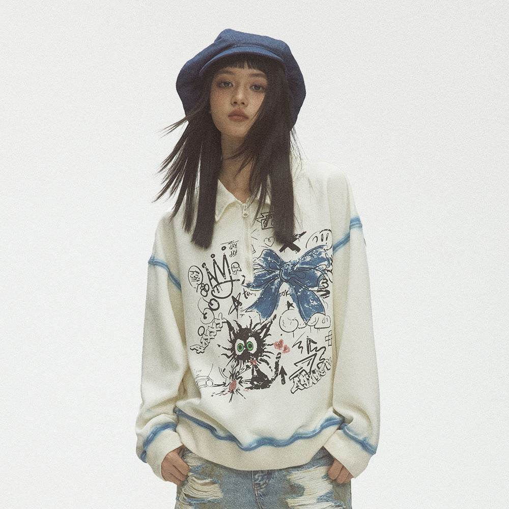 Fashion Graffiti Outline Sweater For Women MuddyStock