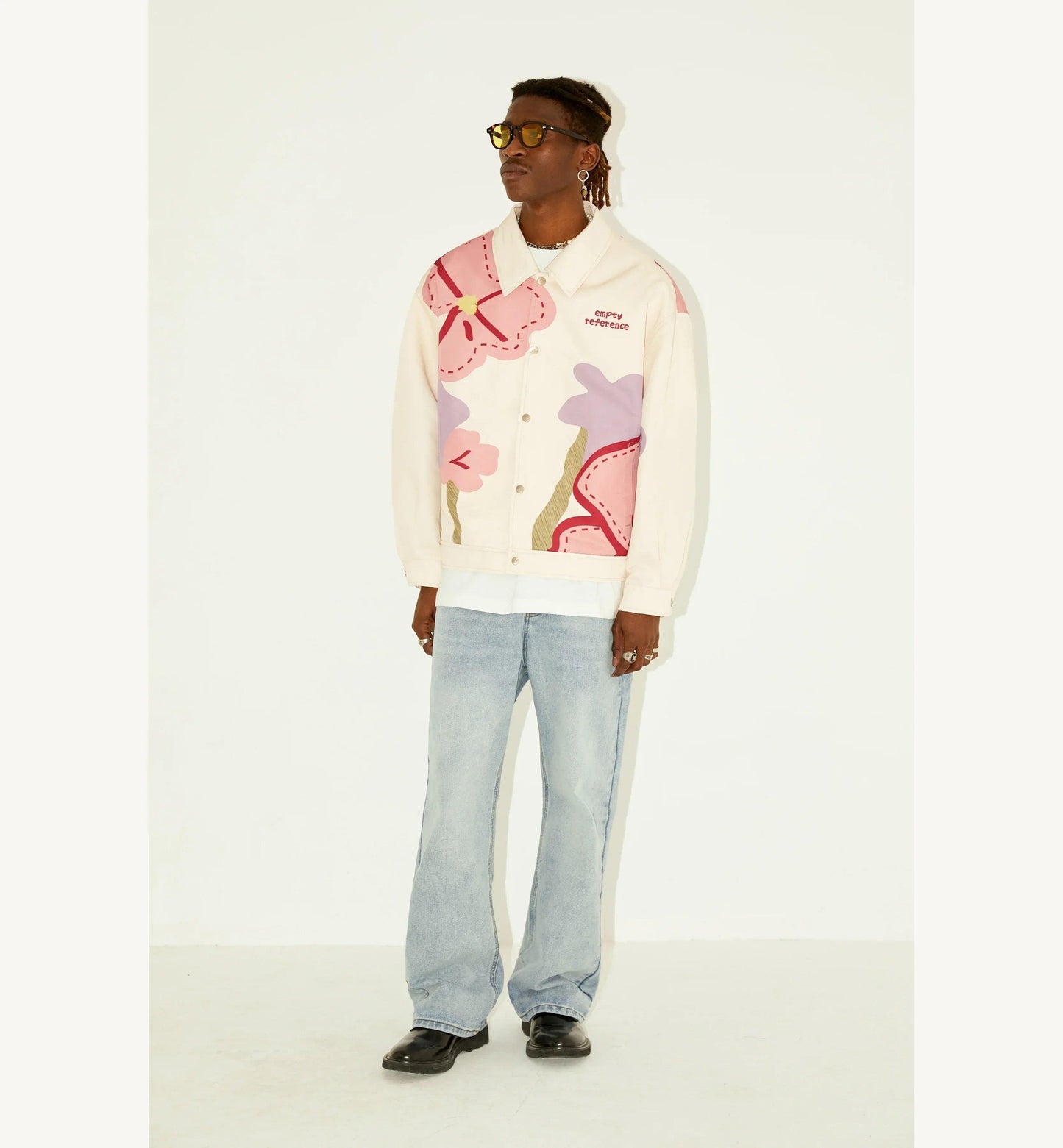 Original Spring Flowers Trend Loose Printed Jacket For Men And Women