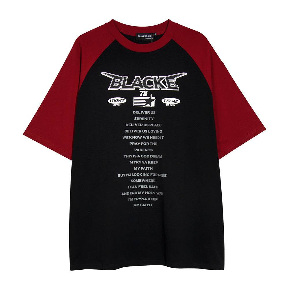 Letter Print Short-sleeve T-shirt Men Black MuddyStock