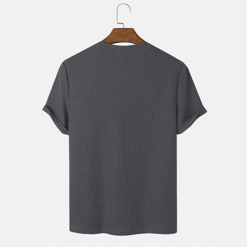 Men Summer Solid Color Round Neck Basic T-Shirts MuddyStock