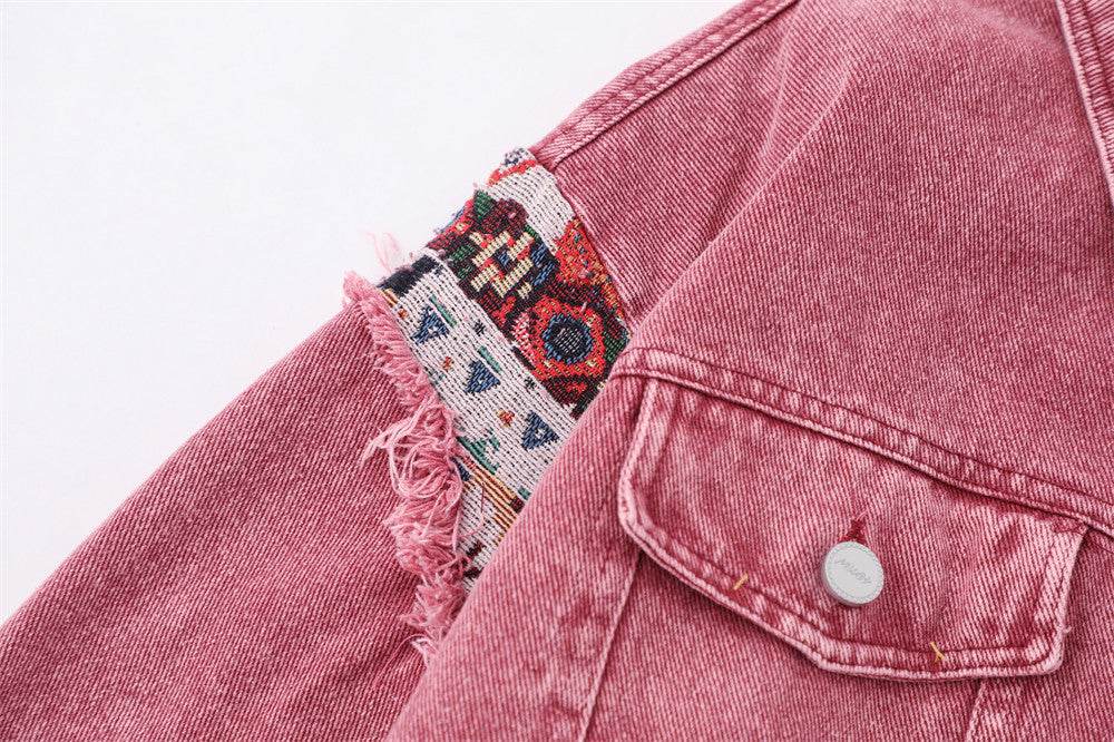 Stitching Edging Denim Jacket For Women MuddyStock